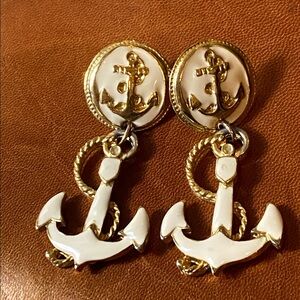 Vintage anchor nautical earrings